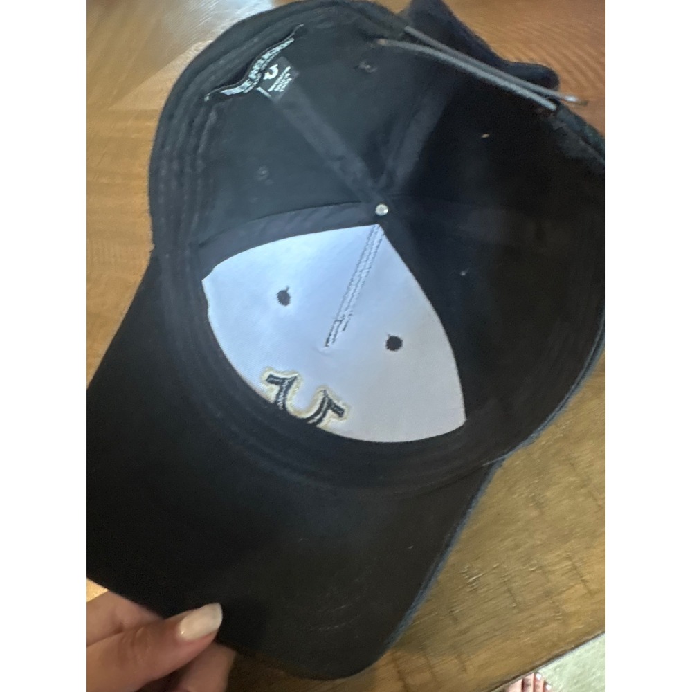 True Religion Mens Horseshoe Logo Snapback Baseball Hat Black Gold One Size - Picture 3 of 5